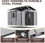 Patiowell 8x10 FT Outdoor Storage Shed - Resin Shed with Floor, Lockable Door & Window for Garden Tools, Bikes & Lawn Equipment - Image 7