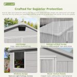 Patiowell 6x4 FT Outdoor Storage Shed - Plastic Resin Shed with Floor, Lockable Door & UV Protection for Garden Tools, Bikes & Lawn Equipment - Image 4
