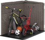 Suncast Horizontal Stow-Away Storage Shed - 70 cu ft Resin Shed with Hinged Lid & Lockable Doors for Trash Cans, Bikes & Yard Tools - Image 2