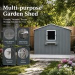 KEIKI 12x10 FT Outdoor Metal Storage Shed - Heavy Duty Steel Shed with 3 Clear Windows, Flower Rack & Lockable Door for Backyard, Garden & Patio - Image 3