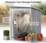 Devoko 5x4 FT Outdoor Storage Shed - Plastic Shed with Floor, Lockable Door & Window for Garden Tools & Pool Supplies - Image 3