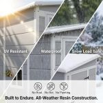 Devoko 5x4 FT Outdoor Storage Shed - Plastic Shed with Floor, Lockable Door & Window for Garden Tools & Pool Supplies - Image 4