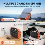 BROWEY S1600 Portable Power Station - 1024Wh LiFePO4 with 1600W Output & Built-in 40W Solar Panel - DS-S1600 (Orange) - Image 4