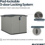 Suncast Horizontal Storage Shed - 98 cu ft Resin Shed with Sliding Lid & Lockable Doors for Bikes, Mowers & Patio Furniture - Image 4