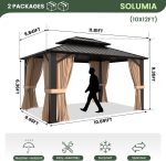 SOLUMIA 10x12 FT Hardtop Gazebo - Galvanized Steel Double Roof with Heavy-Duty Steel Frame, Netting & Curtains for Patio, Backyard & Outdoor Gatherings - Image 2