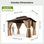 Breezestival 10x12 FT Hardtop Gazebo - Galvanized Steel Double Roof with Netting & Curtains for Patio, Backyard & Outdoor Gatherings - Image 2