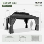 Aoxun 12x16 FT Hardtop Gazebo - Aluminum Outdoor Gazebo with Drainage System, Double Roof & Netting for Patio, Backyard & Gatherings - Image 2