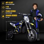 KOOZ HP112E PRO Electric Dirt Bike - 1000W Motor with 36V Battery & 20 MPH for Kids - HP112E PRO - Image 7