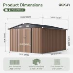 Aoxun 12x10 FT Outdoor Storage Shed - Metal Garden Shed with Double Hinged Doors for Lawn Tools, Bikes & Patio Furniture - Image 2