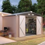 Aoxun Metal Storage Shed - Galvanized Steel Outdoor Shed with Floor, Lockable Doors & Sloped Roof for Garden Tools & Equipment - Image 10