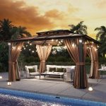Aoxun 12x10 FT Hardtop Gazebo - Polycarbonate Double Roof with Curtains & Netting for Patio, Backyard & Outdoor Gatherings - Image 3