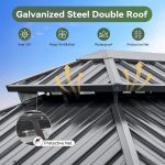 Aoxun 12x16 FT Hardtop Gazebo - Galvanized Steel Double Roof with Curtains & Netting for Patio, Backyard & Large Gatherings - Image 3