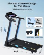 BORGUSI Auto Incline Treadmill - 3.5HP Folding Treadmill with 15% Incline & 36 Programs - USNC-CTM5314P - Image 2
