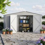 ZEXGONEST 10x12 FT Metal Storage Shed - Heavy Duty Outdoor Shed with Lockable Double Doors, Sloped Roof & Vents for Garden Tools & Equipment - Image 7