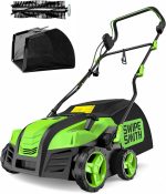 SWIPESMITH 16" Artificial Turf Sweeper with 1800W Motor & 12 Gal Collection Bag - SI-GH002