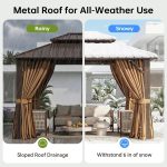 Breezestival 10x12 FT Hardtop Gazebo - Galvanized Steel Double Roof with Netting & Curtains for Patio, Backyard & Outdoor Gatherings - Image 7