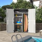 Aoxun Resin Storage Shed - 64 cu ft Outdoor Shed with Metal Shelving Kit, Floor & 4-Door Design for Garden Tools & Equipment - Image 8