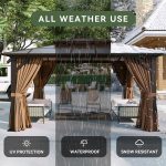 Aoxun 12x10 FT Hardtop Gazebo - Polycarbonate Double Roof with Curtains & Netting for Patio, Backyard & Outdoor Gatherings - Image 5