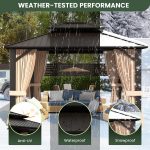SOLUMIA 10x12 FT Hardtop Gazebo - Galvanized Steel Double Roof with Heavy-Duty Steel Frame, Netting & Curtains for Patio, Backyard & Outdoor Gatherings - Image 8