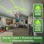 Aoxun 12x20x9.3 FT Metal Storage Shed - 1700 cu ft Outdoor Garage with Double Doors, Side Door & Windows for Vehicles & Garden Tools - Image 4