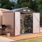 Aoxun Metal Storage Shed - Galvanized Steel Outdoor Shed with Floor, Lockable Doors & Sloped Roof for Garden Tools & Equipment - Image 9