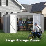 ZEXGONEST 10x12 FT Metal Storage Shed - Heavy Duty Outdoor Shed with Lockable Double Doors, Sloped Roof & Vents for Garden Tools & Equipment - Image 4