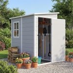 Devoko 5x4 FT Outdoor Storage Shed - Plastic Shed with Floor, Lockable Door & Window for Garden Tools & Pool Supplies