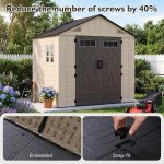 Aoxun 8x6 Ft Outdoor Storage Shed with Floor - Large Resin Shed with Lockable Door & Windows for Lawn Tools, Pool Supplies & Bikes - Image 5