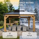 Aoxun 10x12 FT Outdoor Wood Gazebo - Hardtop Cedar Wood Gazebo with Double Roof for Patio, Backyard & Outdoor Gatherings - Image 6