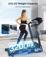 BORGUSI Auto Incline Treadmill - 3.5HP Folding Treadmill with 15% Incline & 36 Programs - USNC-CTM5314P - Image 3