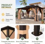 Aoxun 12x10 FT Hardtop Gazebo - Polycarbonate Double Roof with Curtains & Netting for Patio, Backyard & Outdoor Gatherings - Image 6