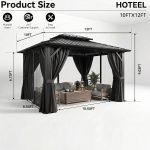 HOTEEL 10x12 FT Hardtop Gazebo - Galvanized Steel Double Roof with Flame-Retardant Curtains & Netting for Patio, Backyard & Outdoor Parties - Image 3