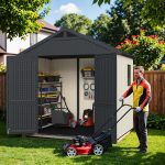 Greesum 8x6 FT Outdoor Storage Shed - Plastic Resin Shed with Floor, Window & Lockable Door for Garden Tools & Bikes - Image 8