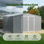 ZEXGONEST 10x12 FT Metal Storage Shed - Heavy Duty Outdoor Shed with Lockable Double Doors, Sloped Roof & Vents for Garden Tools & Equipment - Image 5