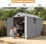 MNLR 6x10 FT Outdoor Storage Shed - Resin Shed with Floor, Window & Lockable Door for Garden Tools, Bikes & Lawn Mowers - Image 3