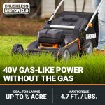 WORX 40V 21" Push Cordless Lawn Mower with (2) 5.0Ah Batteries - WG752 - Image 3