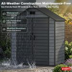 ZYJOYY 6x4.4 FT Outdoor Storage Shed - 16mm Resin Shed with Floor, Window & Lockable Doors for Backyard, Garden Tools & Bikes - Image 6