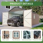 Aoxun 12x20x9.3 FT Metal Storage Shed - 1700 cu ft Outdoor Garage with Double Doors, Side Door & Windows for Vehicles & Garden Tools - Image 6