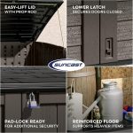 Suncast Horizontal Stow-Away Storage Shed - 70 cu ft Resin Shed with Hinged Lid & Lockable Doors for Trash Cans, Bikes & Yard Tools - Image 6