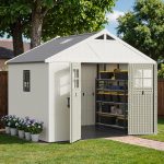 Greesum 10x8 FT Outdoor Storage Shed - Resin Shed with Floor, 3 Windows & Skylights for Garden Tools, Patio & Backyard Storage - Image 7