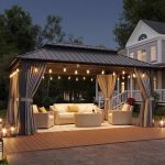 Aoxun 12x16 FT Hardtop Gazebo - Galvanized Steel Double Roof with Curtains & Netting for Patio, Backyard & Large Gatherings - Image 8