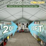 Aoxun 12x20x9.3 FT Metal Storage Shed - 1700 cu ft Outdoor Garage with Double Doors, Side Door & Windows for Vehicles & Garden Tools - Image 5
