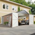 Aoxun 12x20x9.3 FT Metal Storage Shed - 1700 cu ft Outdoor Garage with Double Doors, Side Door & Windows for Vehicles & Garden Tools - Image 9