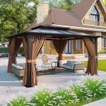 Aoxun 12x10 FT Hardtop Gazebo - Polycarbonate Double Roof with Curtains & Netting for Patio, Backyard & Outdoor Gatherings - Image 2