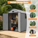 MNLR 6x10 FT Outdoor Storage Shed - Resin Shed with Floor, Window & Lockable Door for Garden Tools, Bikes & Lawn Mowers - Image 8