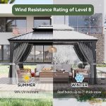 Aoxun 12x16 FT Hardtop Gazebo - Aluminum Outdoor Gazebo with Drainage System, Double Roof & Netting for Patio, Backyard & Gatherings - Image 7