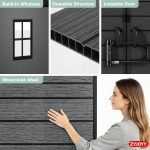 ZYJOYY 6x4.4 FT Outdoor Storage Shed - 16mm Resin Shed with Floor, Window & Lockable Doors for Backyard, Garden Tools & Bikes - Image 7