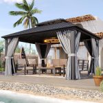 Aoxun 10x12 FT Hardtop Gazebo - Double Galvanized Steel Roof with Netting & Curtains for Patio, Backyard & Outdoor Dining - Image 9