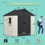 Greesum 8x6 FT Outdoor Storage Shed - Plastic Resin Shed with Floor, Window & Lockable Door for Garden Tools & Bikes - Image 3