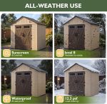 Aoxun 8x6 Ft Outdoor Storage Shed with Floor - Large Resin Shed with Lockable Door & Windows for Lawn Tools, Pool Supplies & Bikes - Image 7